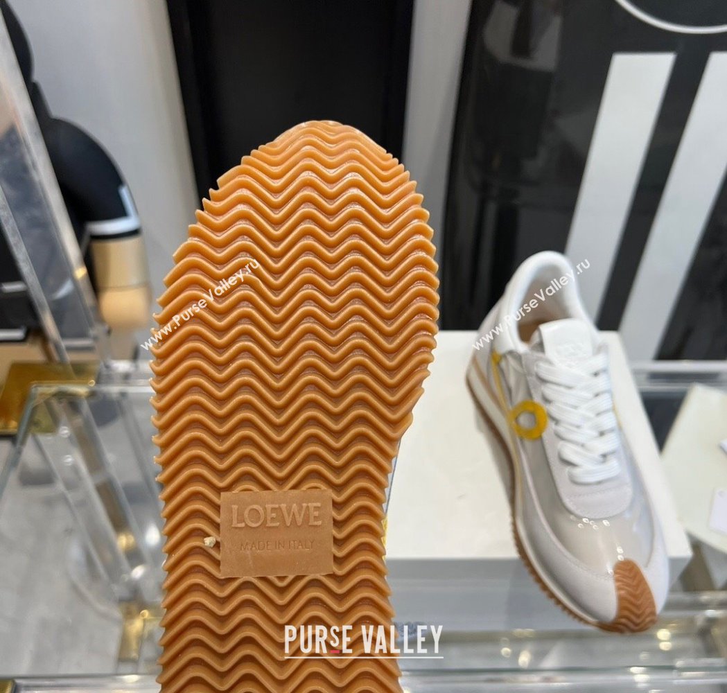 Loewe Flow Runner Sneakers in PVC and suede White/Yellow 2025 LW02225 (KL-250221065)