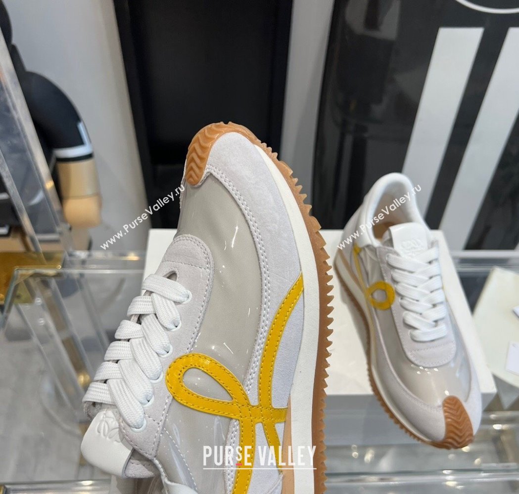 Loewe Flow Runner Sneakers in PVC and suede White/Yellow 2025 LW02225 (KL-250221065)