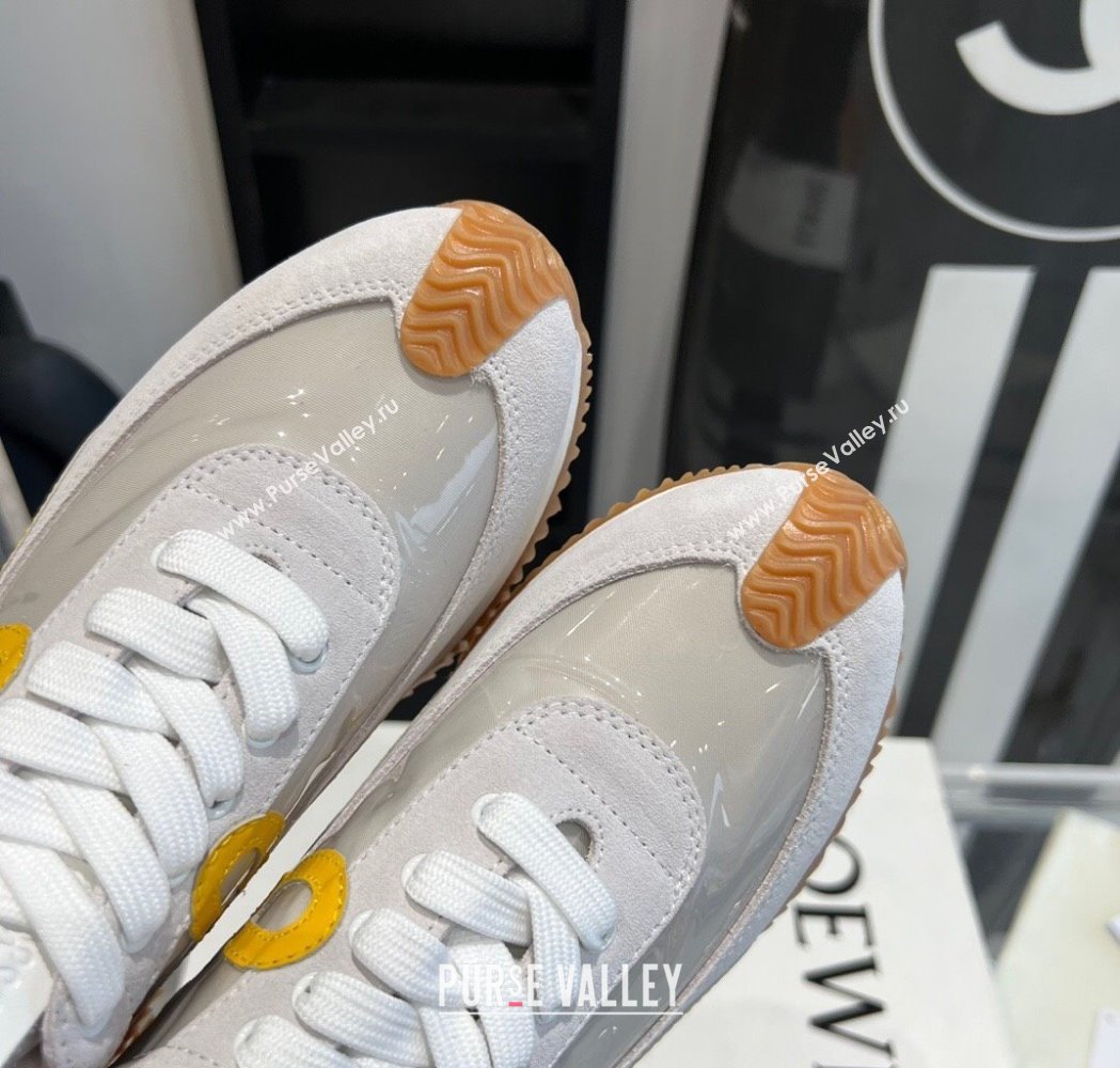 Loewe Flow Runner Sneakers in PVC and suede White/Yellow 2025 LW02225 (KL-250221065)