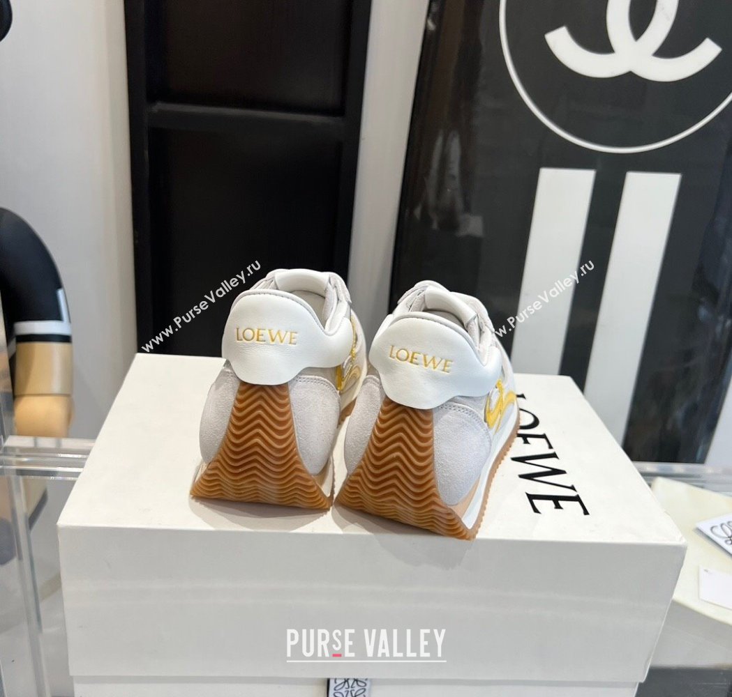 Loewe Flow Runner Sneakers in PVC and suede White/Yellow 2025 LW02225 (KL-250221065)