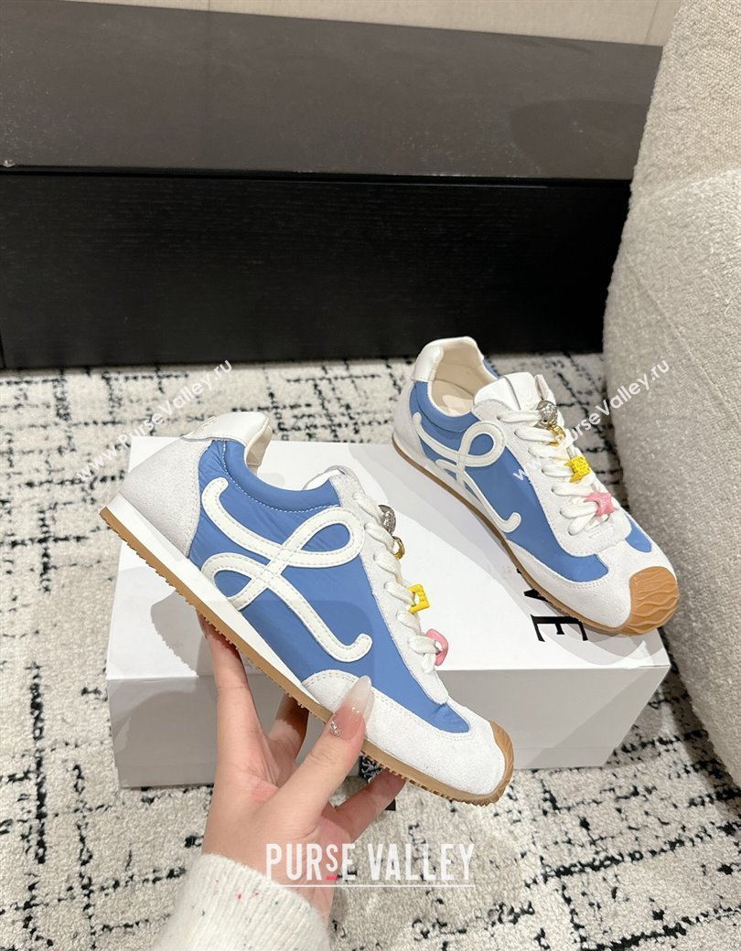 Loewe Ballet Runner 2.0 Sneakers in nylon and suede with charm Denim Blue 2024 ( For Women and Men) (KL-250221018)