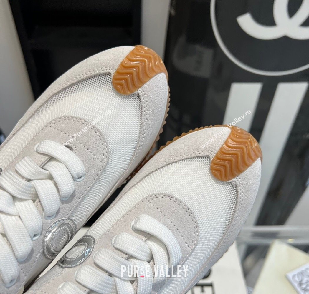 Loewe Flow Runner Sneakers in Mesh and suede White/Silver 2025 LW02229 (KL-250221069)