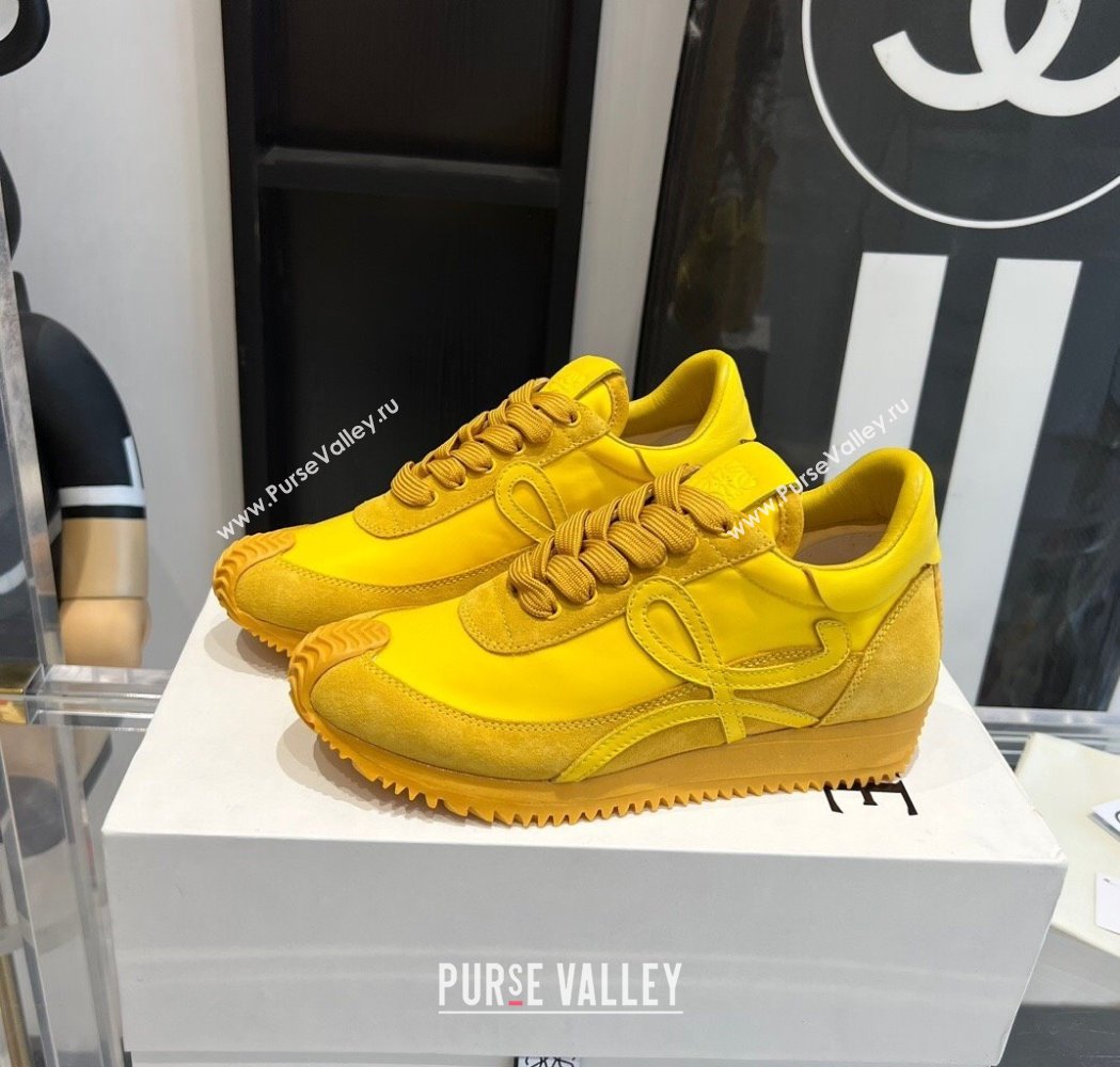 Loewe Flow Runner Sneakers in calfskin, nylon and suede Yellow 2025 LW02231 (KL-250221071)