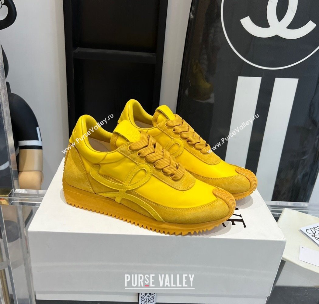 Loewe Flow Runner Sneakers in calfskin, nylon and suede Yellow 2025 LW02231 (KL-250221071)