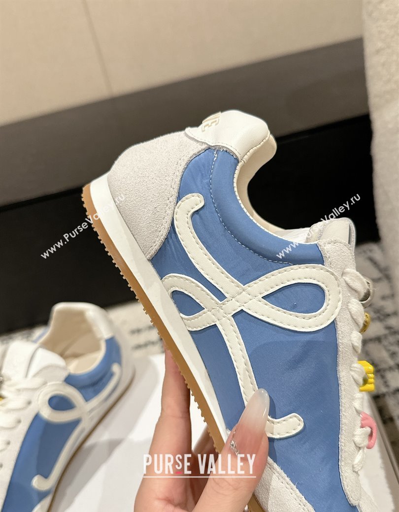 Loewe Ballet Runner 2.0 Sneakers in nylon and suede with charm Denim Blue 2024 ( For Women and Men) (KL-250221018)