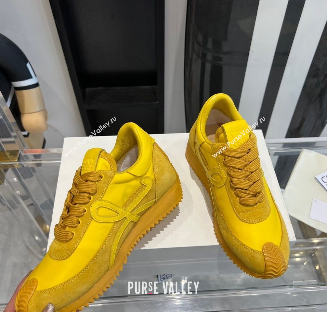 Loewe Flow Runner Sneakers in calfskin, nylon and suede Yellow 2025 LW02231 (KL-250221071)