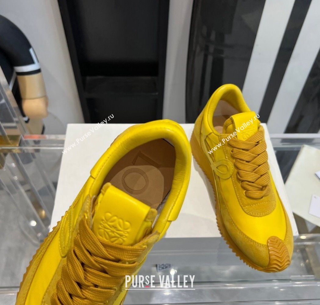 Loewe Flow Runner Sneakers in calfskin, nylon and suede Yellow 2025 LW02231 (KL-250221071)