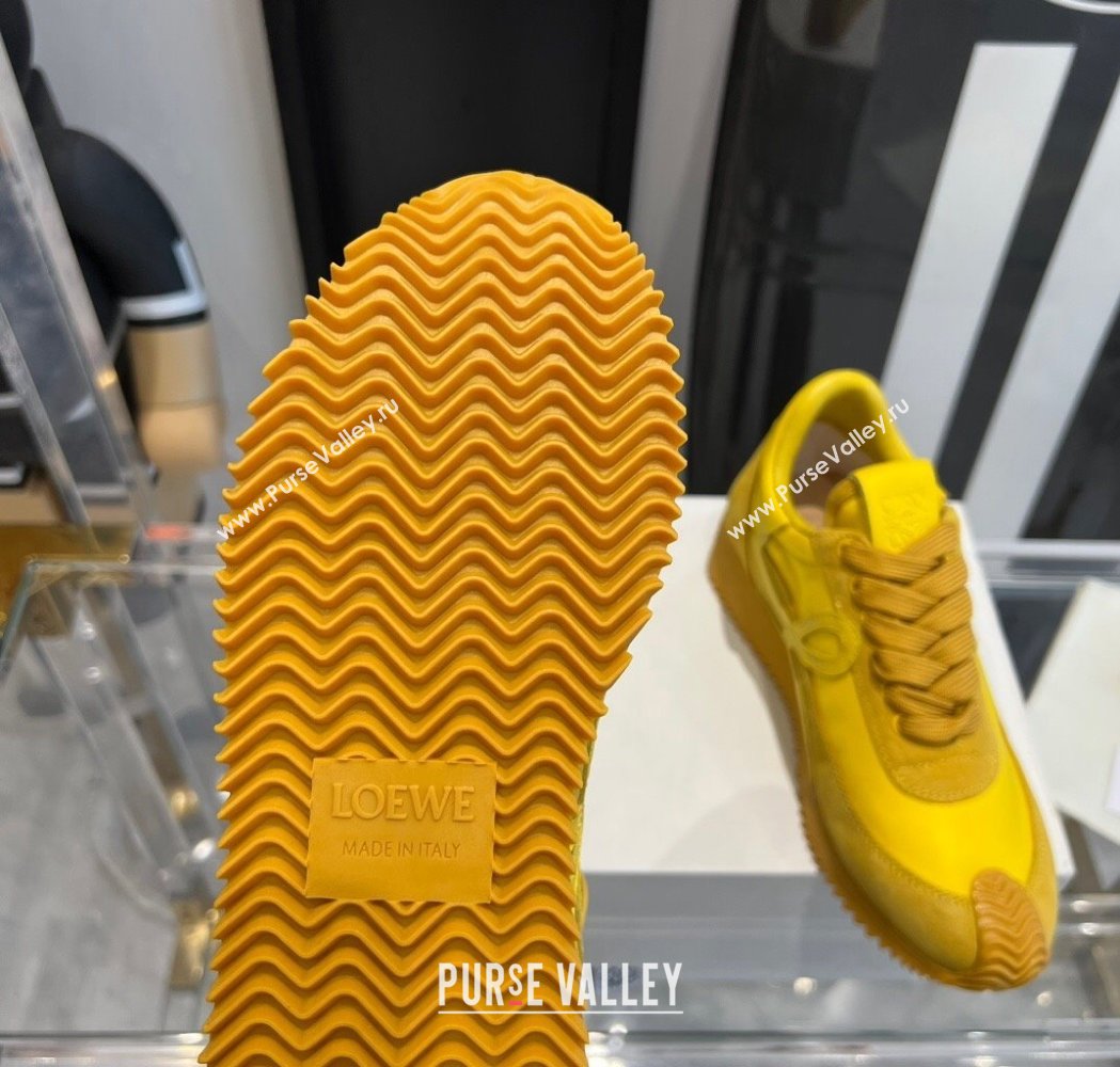 Loewe Flow Runner Sneakers in calfskin, nylon and suede Yellow 2025 LW02231 (KL-250221071)