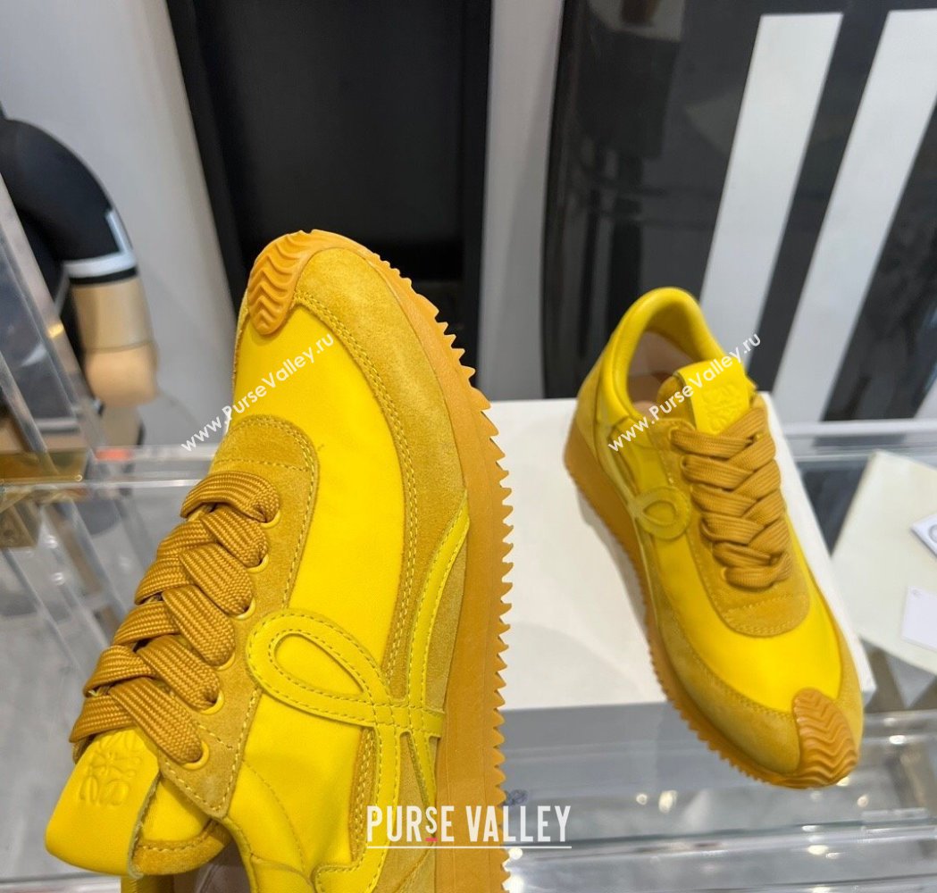 Loewe Flow Runner Sneakers in calfskin, nylon and suede Yellow 2025 LW02231 (KL-250221071)