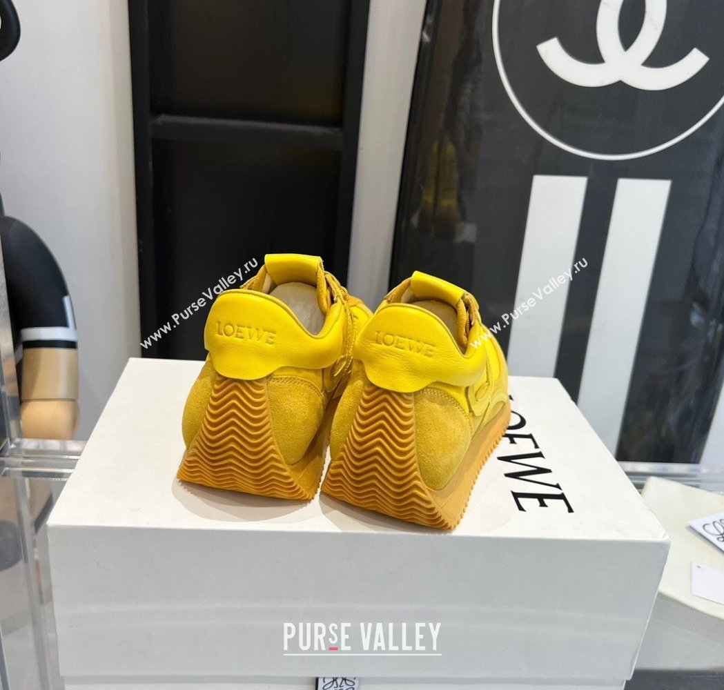 Loewe Flow Runner Sneakers in calfskin, nylon and suede Yellow 2025 LW02231 (KL-250221071)