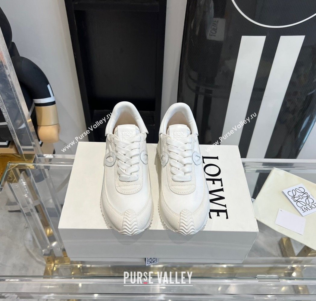 Loewe Flow Runner Sneakers in calfskin, nylon and suede All White 2025 LW02233 (KL-250221073)