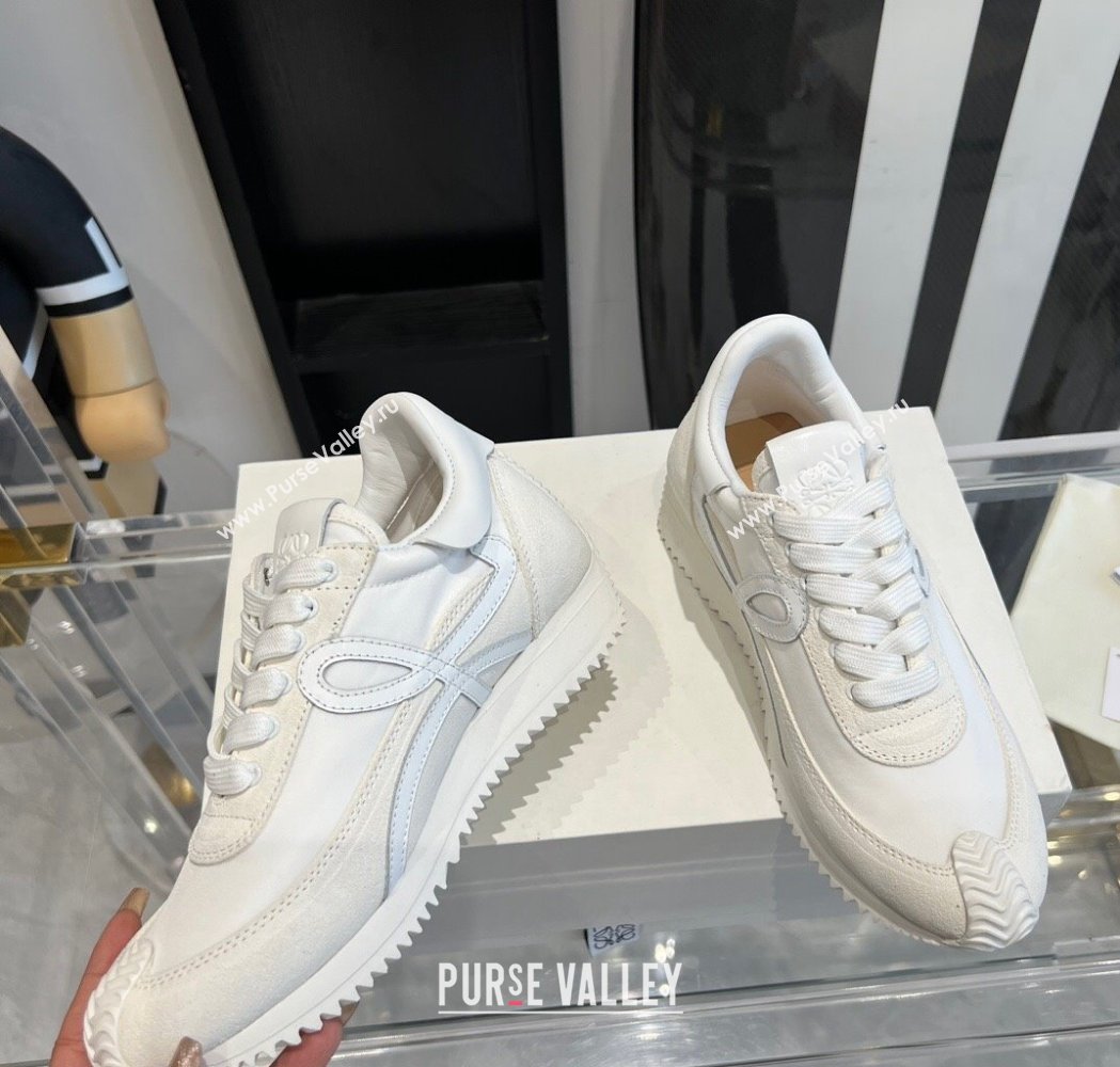 Loewe Flow Runner Sneakers in calfskin, nylon and suede All White 2025 LW02233 (KL-250221073)