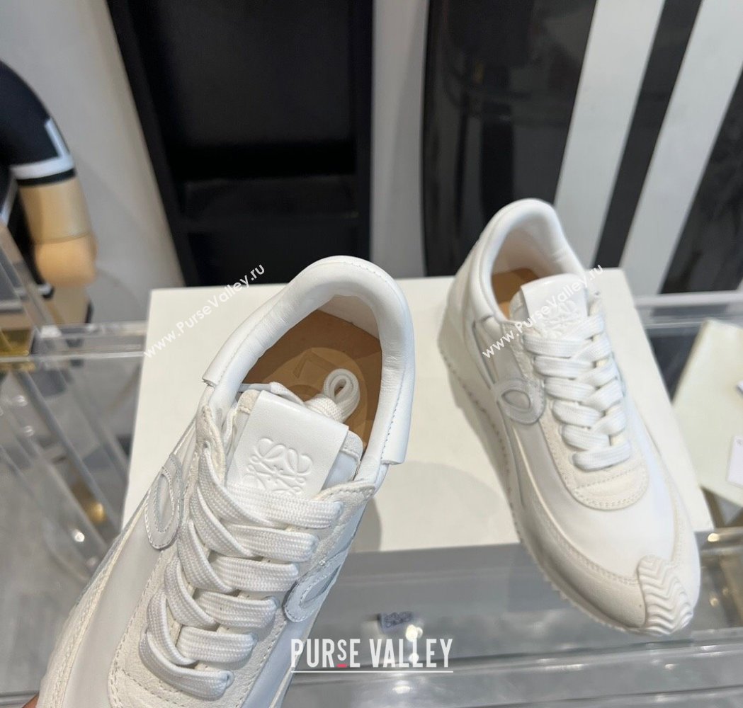 Loewe Flow Runner Sneakers in calfskin, nylon and suede All White 2025 LW02233 (KL-250221073)