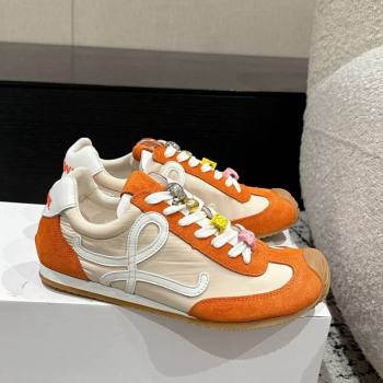 Loewe Ballet Runner 2.0 Sneakers in nylon and suede with charm Beige/Orange 2024 ( For Women and Men) (KL-250221019)