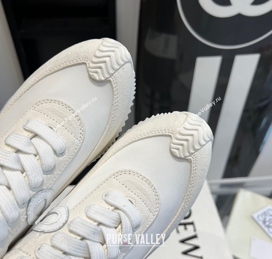 Loewe Flow Runner Sneakers in calfskin, nylon and suede All White 2025 LW02233 (KL-250221073)