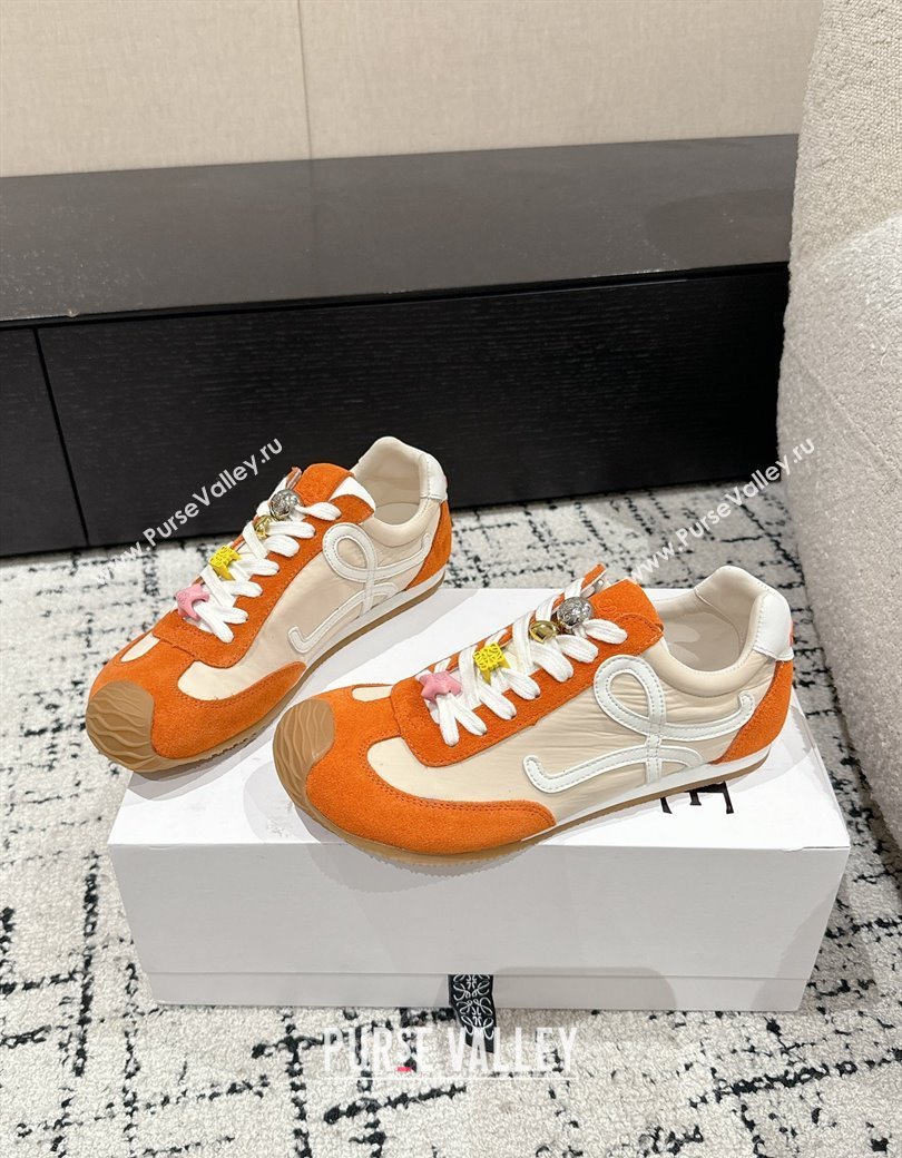 Loewe Ballet Runner 2.0 Sneakers in nylon and suede with charm Beige/Orange 2024 ( For Women and Men) (KL-250221019)