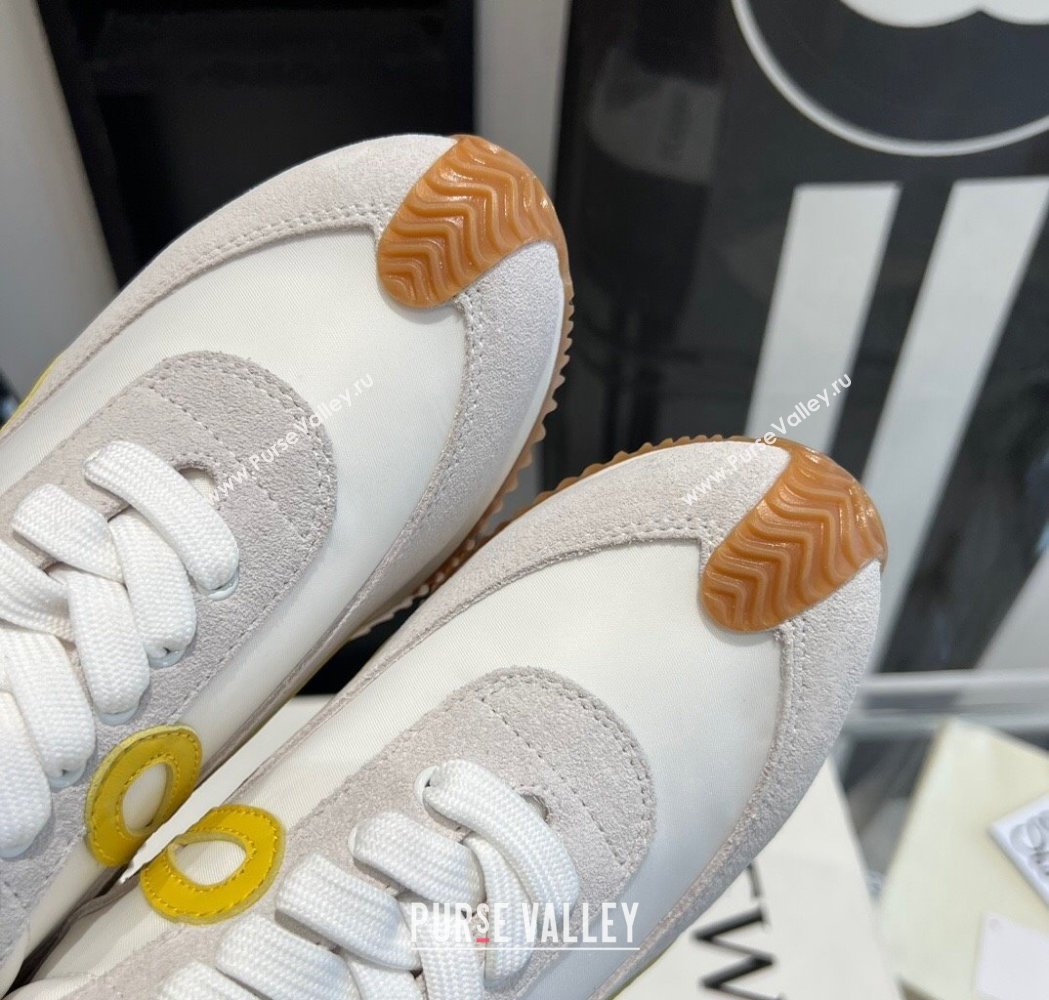 Loewe Flow Runner Sneakers in calfskin, nylon and suede White/Orange 2025 LW02234 (KL-250221074)