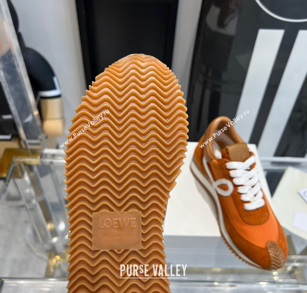 Loewe Flow Runner Sneakers in calfskin, nylon and suede Orange 2025 LW02235 (KL-250221075)