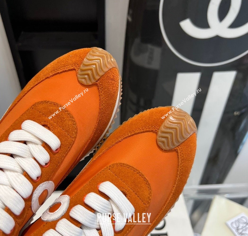 Loewe Flow Runner Sneakers in calfskin, nylon and suede Orange 2025 LW02235 (KL-250221075)