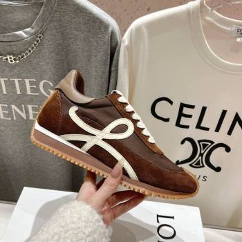Loewe Flow Runner Sneakers in calfskin, nylon and suede Dark Brown 2025 LW022101 (KL-250221038)