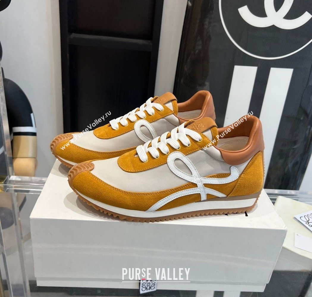 Loewe Flow Runner Sneakers in calfskin, nylon and suede Yellow 2025 LW02237 (KL-250221077)