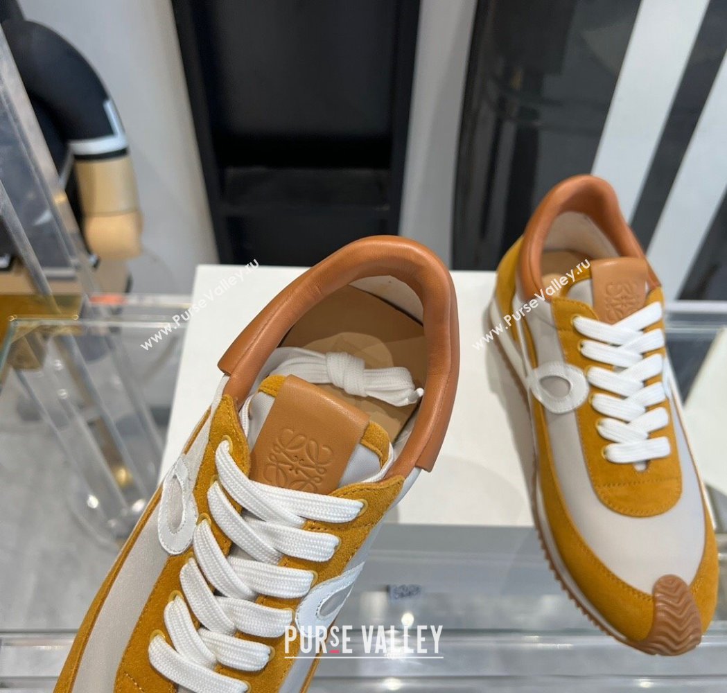 Loewe Flow Runner Sneakers in calfskin, nylon and suede Yellow 2025 LW02237 (KL-250221077)