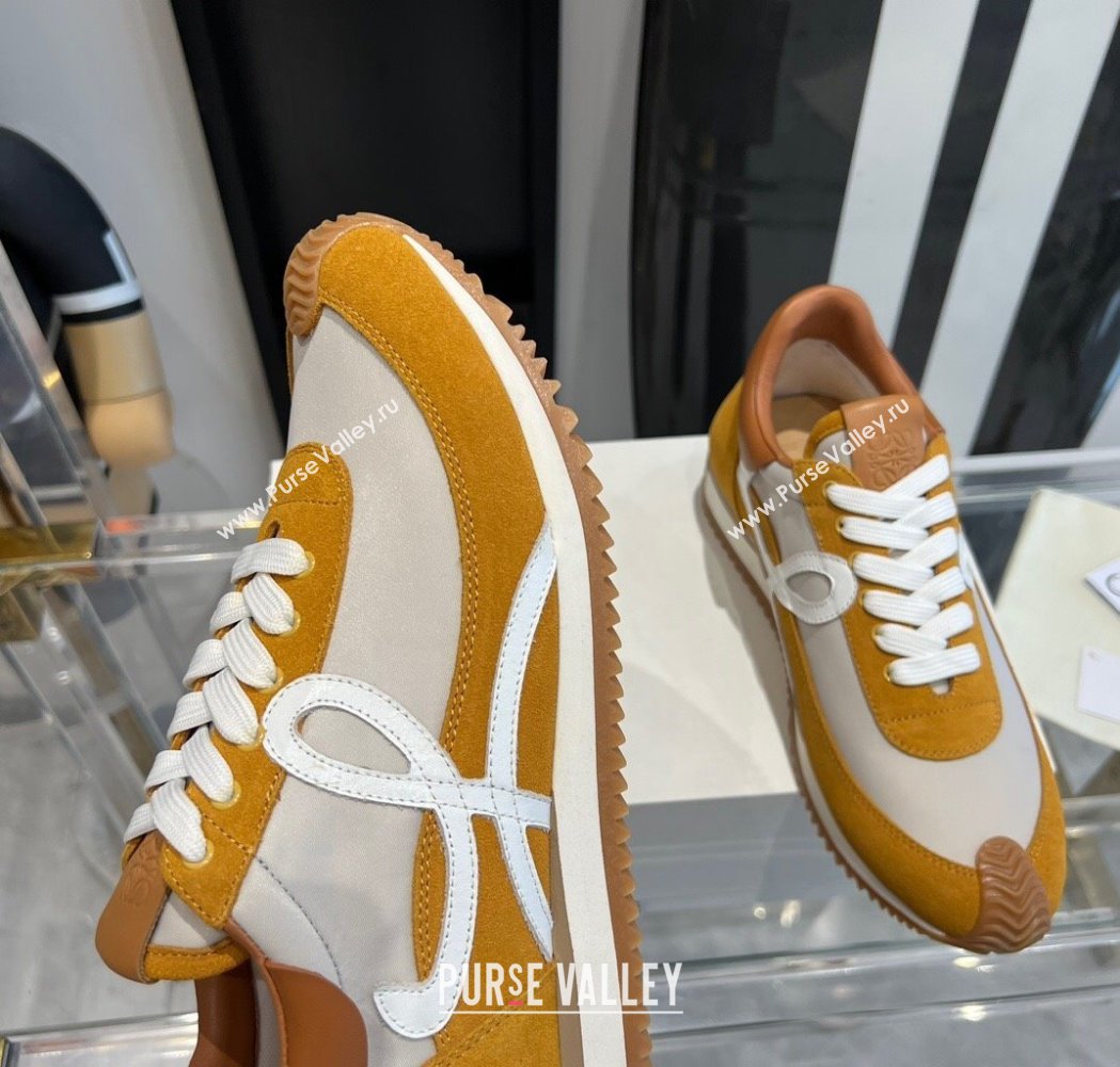 Loewe Flow Runner Sneakers in calfskin, nylon and suede Yellow 2025 LW02237 (KL-250221077)