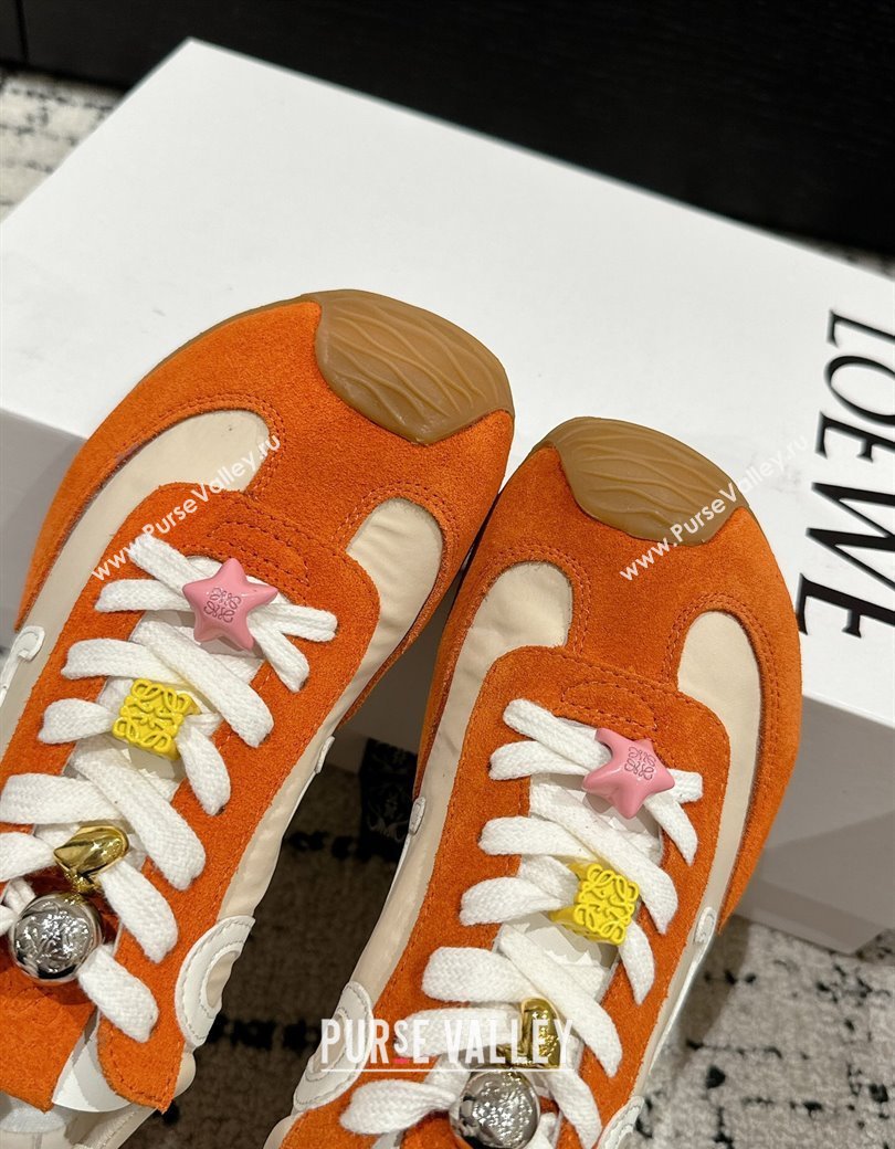 Loewe Ballet Runner 2.0 Sneakers in nylon and suede with charm Beige/Orange 2024 ( For Women and Men) (KL-250221019)