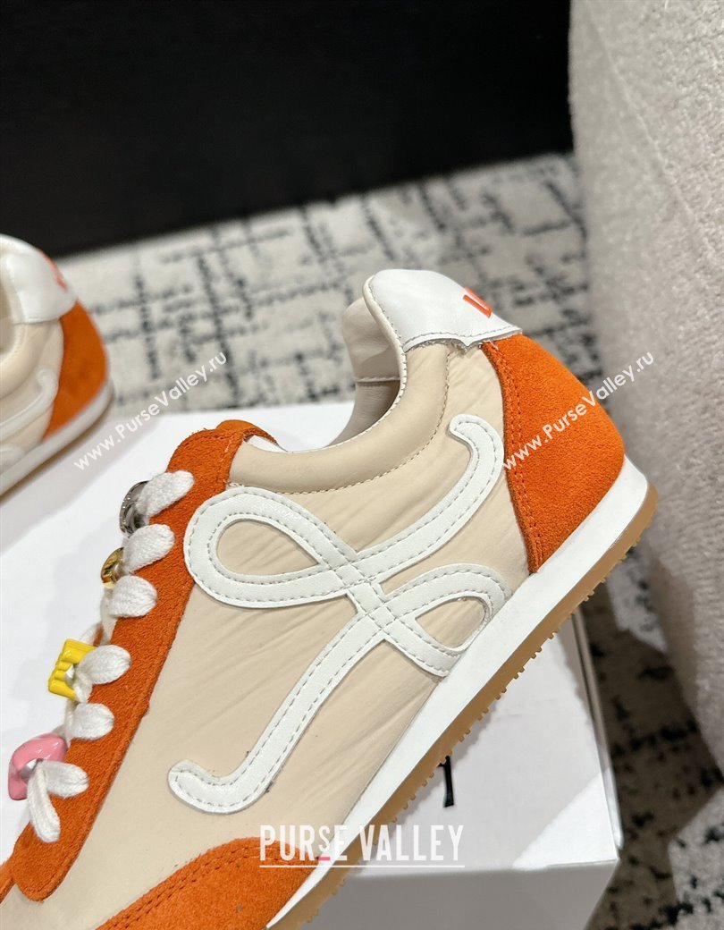 Loewe Ballet Runner 2.0 Sneakers in nylon and suede with charm Beige/Orange 2024 ( For Women and Men) (KL-250221019)