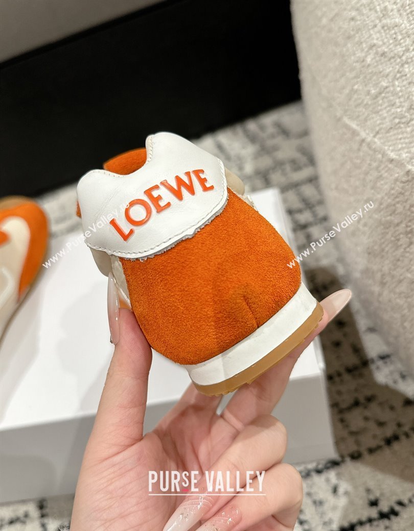 Loewe Ballet Runner 2.0 Sneakers in nylon and suede with charm Beige/Orange 2024 ( For Women and Men) (KL-250221019)