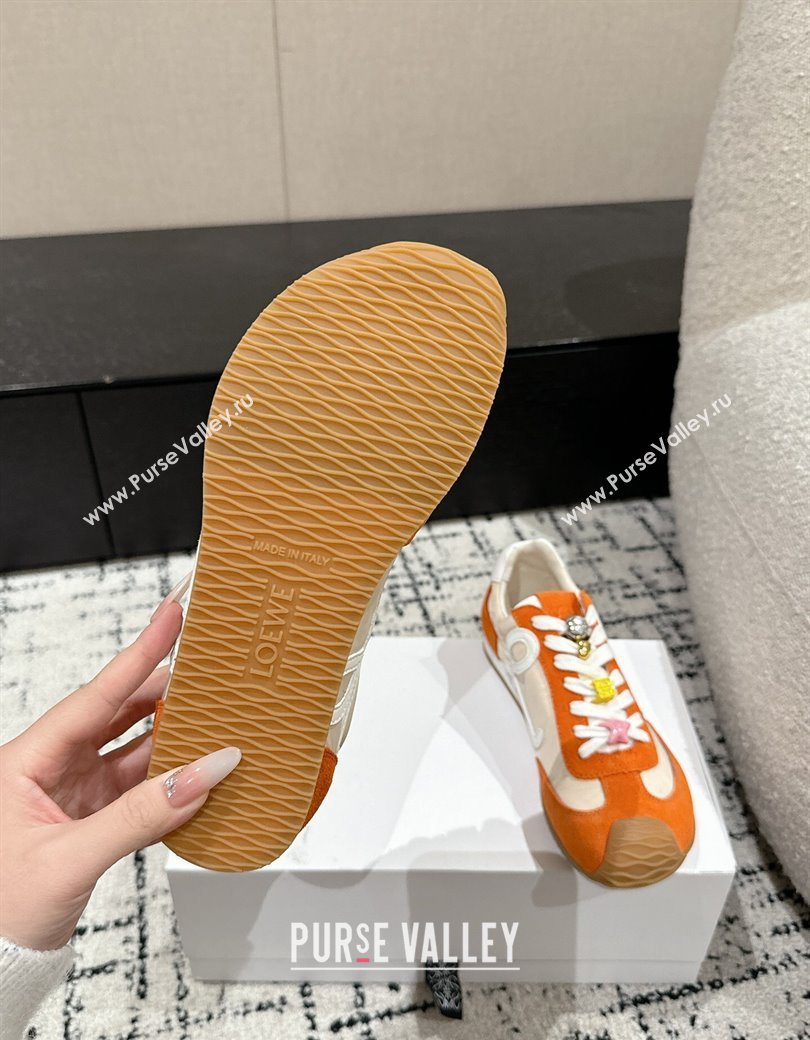 Loewe Ballet Runner 2.0 Sneakers in nylon and suede with charm Beige/Orange 2024 ( For Women and Men) (KL-250221019)