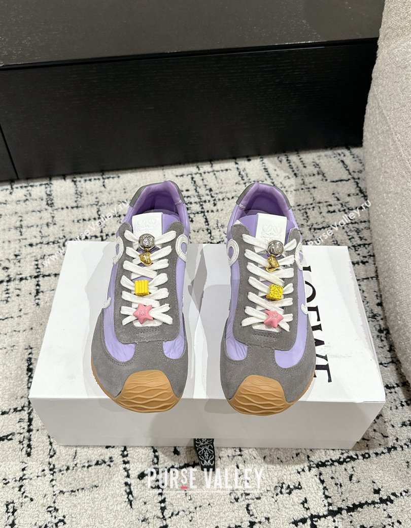Loewe Ballet Runner 2.0 Sneakers in nylon and suede with charm Purple/Grey 2024 ( For Women and Men) (KL-250221020)