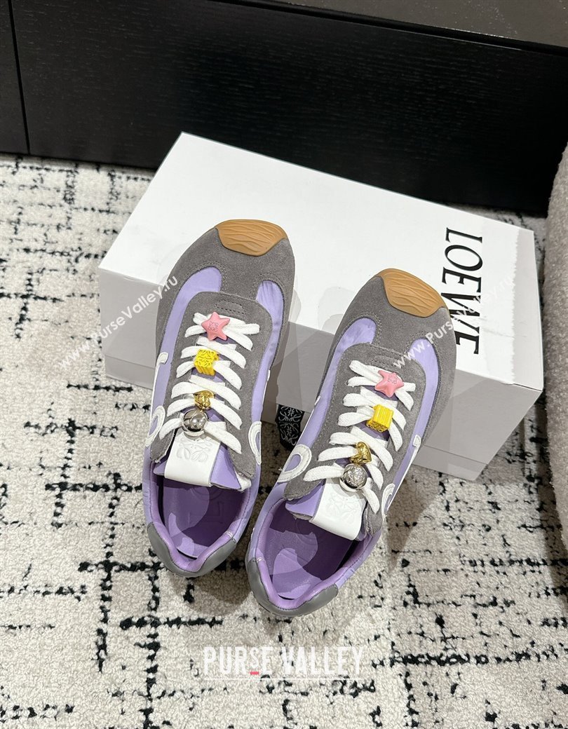 Loewe Ballet Runner 2.0 Sneakers in nylon and suede with charm Purple/Grey 2024 ( For Women and Men) (KL-250221020)