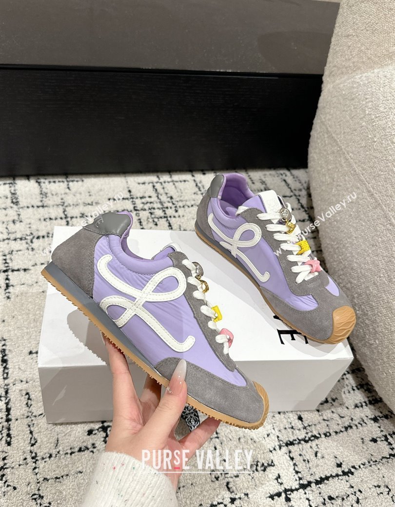 Loewe Ballet Runner 2.0 Sneakers in nylon and suede with charm Purple/Grey 2024 ( For Women and Men) (KL-250221020)