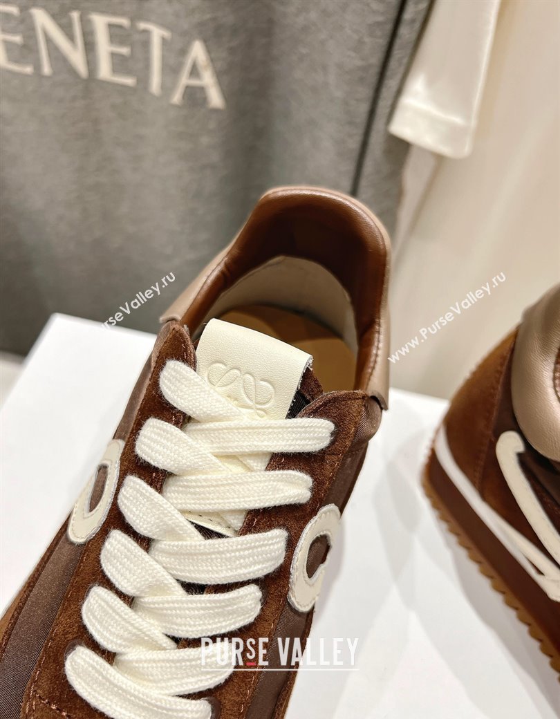 Loewe Flow Runner Sneakers in calfskin, nylon and suede Dark Brown 2025 LW022101 (KL-250221038)