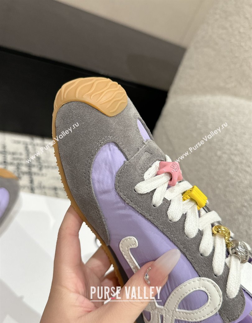 Loewe Ballet Runner 2.0 Sneakers in nylon and suede with charm Purple/Grey 2024 ( For Women and Men) (KL-250221020)