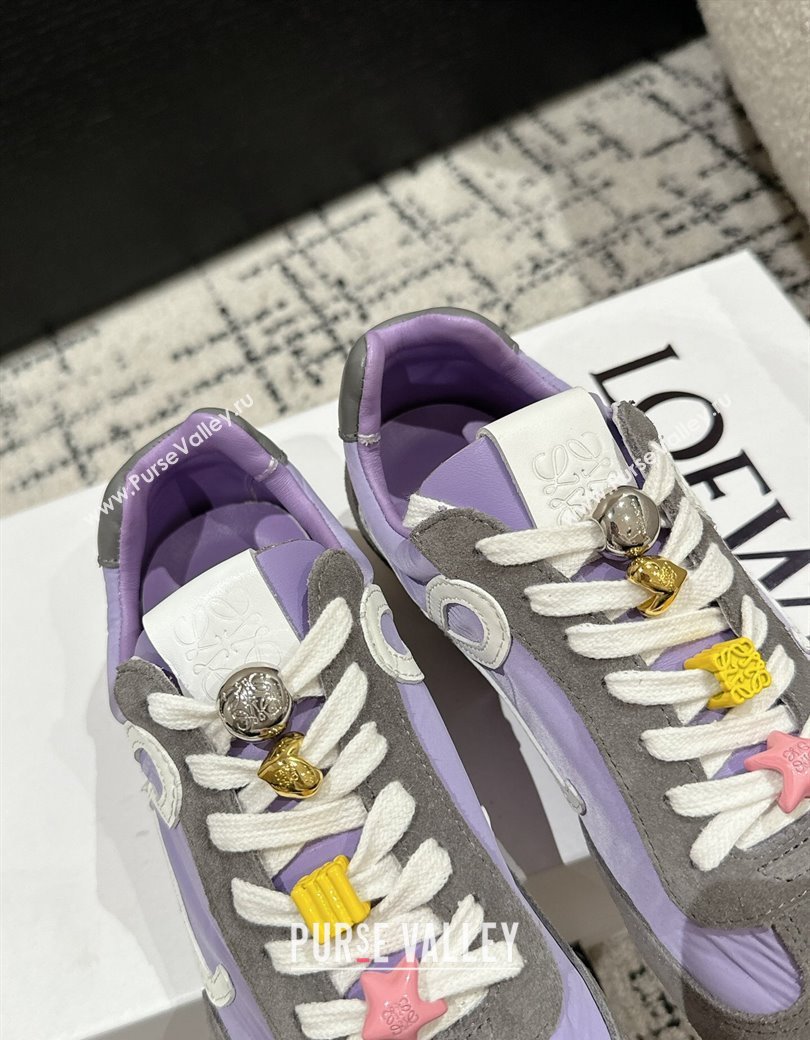 Loewe Ballet Runner 2.0 Sneakers in nylon and suede with charm Purple/Grey 2024 ( For Women and Men) (KL-250221020)