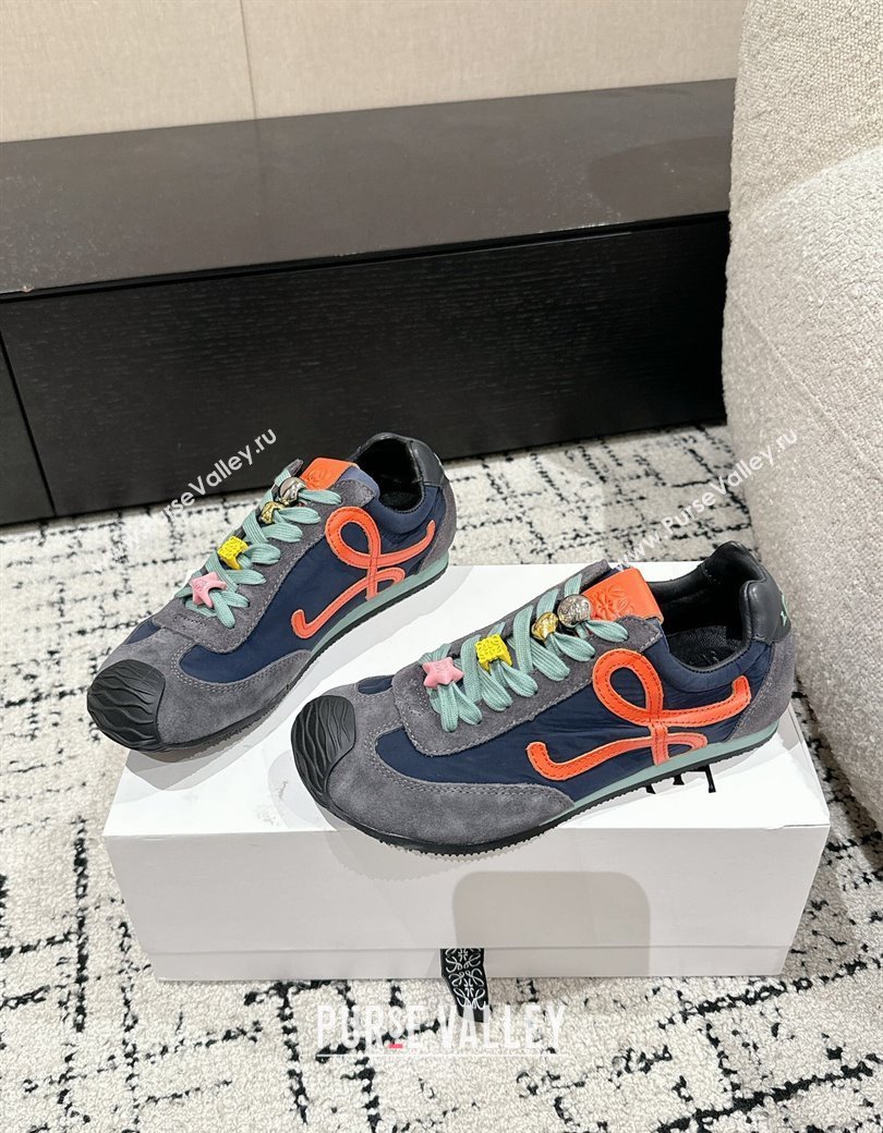 Loewe Ballet Runner 2.0 Sneakers in nylon and suede with charm Dark Grey/Dark Blue 2024 ( For Women and Men) (KL-250221021)