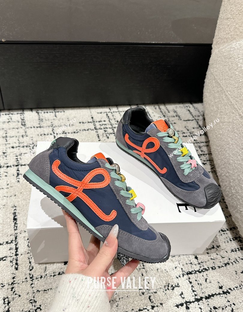 Loewe Ballet Runner 2.0 Sneakers in nylon and suede with charm Dark Grey/Dark Blue 2024 ( For Women and Men) (KL-250221021)