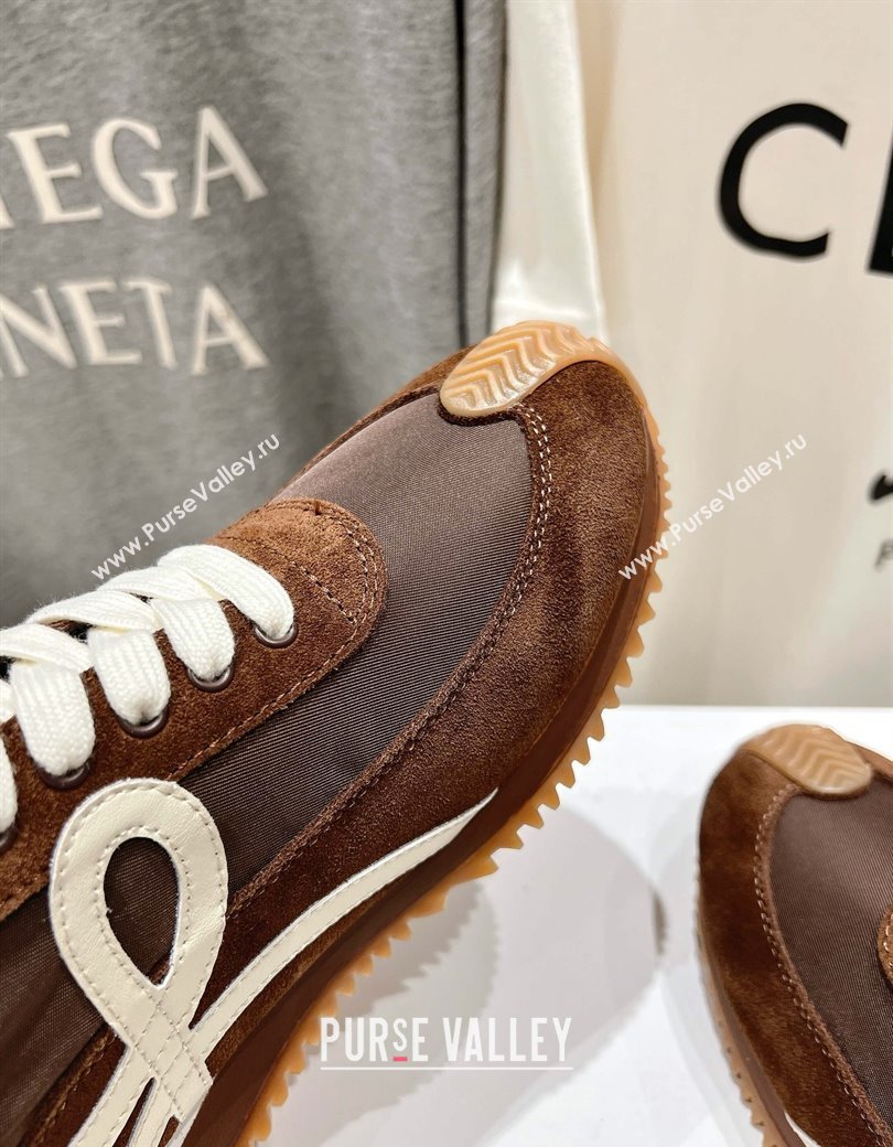Loewe Flow Runner Sneakers in calfskin, nylon and suede Dark Brown 2025 LW022101 (KL-250221038)