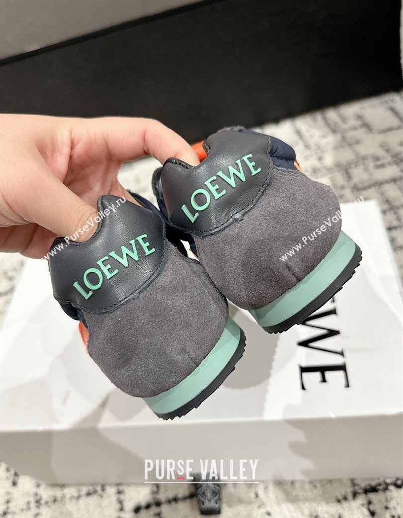 Loewe Ballet Runner 2.0 Sneakers in nylon and suede with charm Dark Grey/Dark Blue 2024 ( For Women and Men) (KL-250221021)