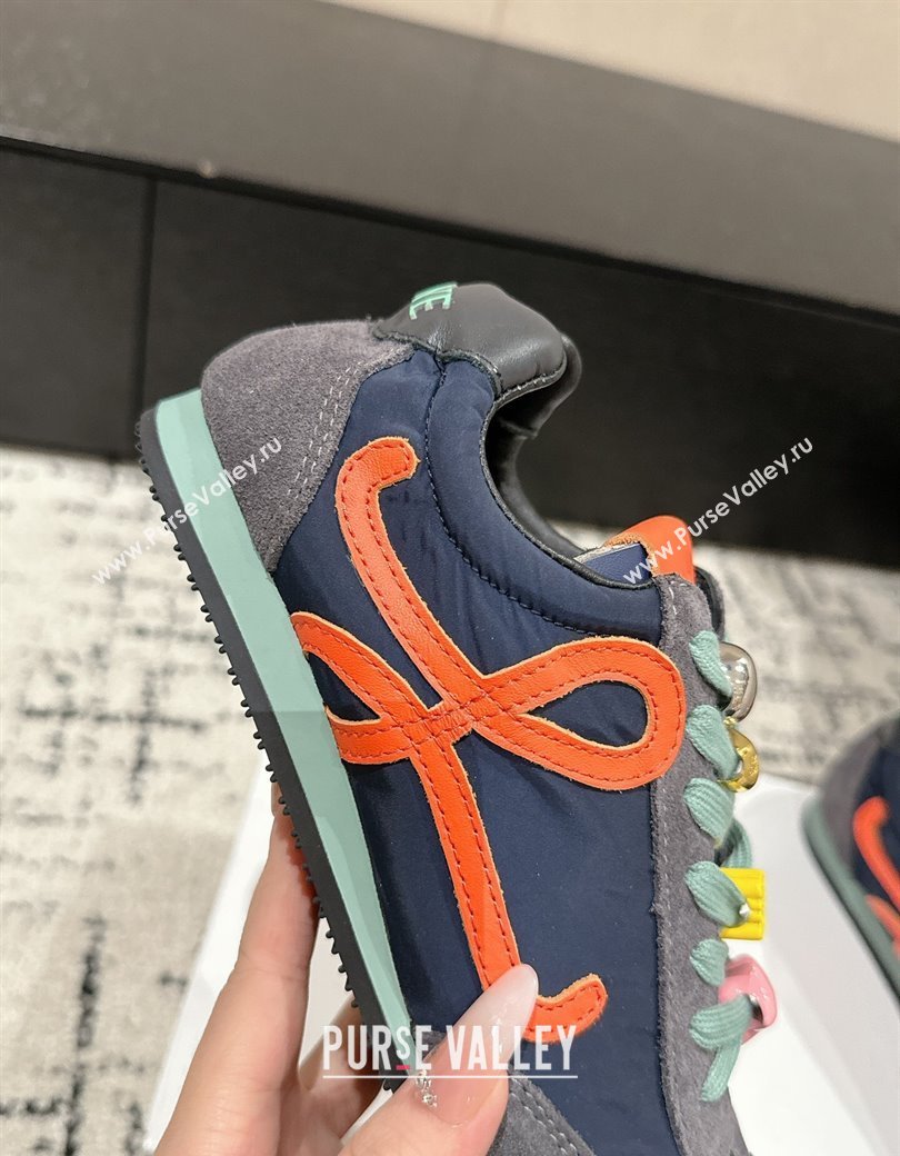 Loewe Ballet Runner 2.0 Sneakers in nylon and suede with charm Dark Grey/Dark Blue 2024 ( For Women and Men) (KL-250221021)