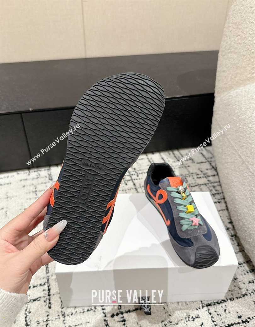Loewe Ballet Runner 2.0 Sneakers in nylon and suede with charm Dark Grey/Dark Blue 2024 ( For Women and Men) (KL-250221021)