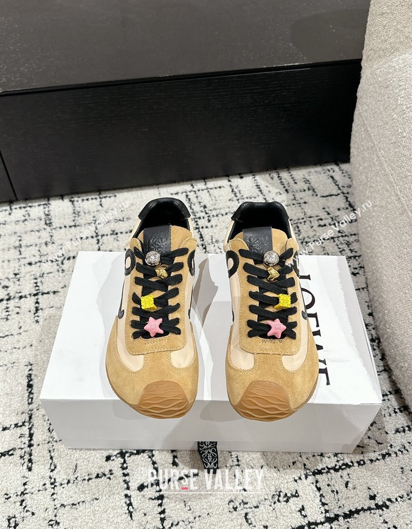 Loewe Ballet Runner 2.0 Sneakers in nylon and suede with charm Beige/Light Brown 2024 ( For Women and Men) (KL-250221022)