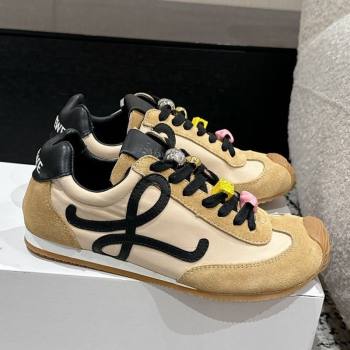 Loewe Ballet Runner 2.0 Sneakers in nylon and suede with charm Beige/Light Brown 2024 ( For Women and Men) (KL-250221022)