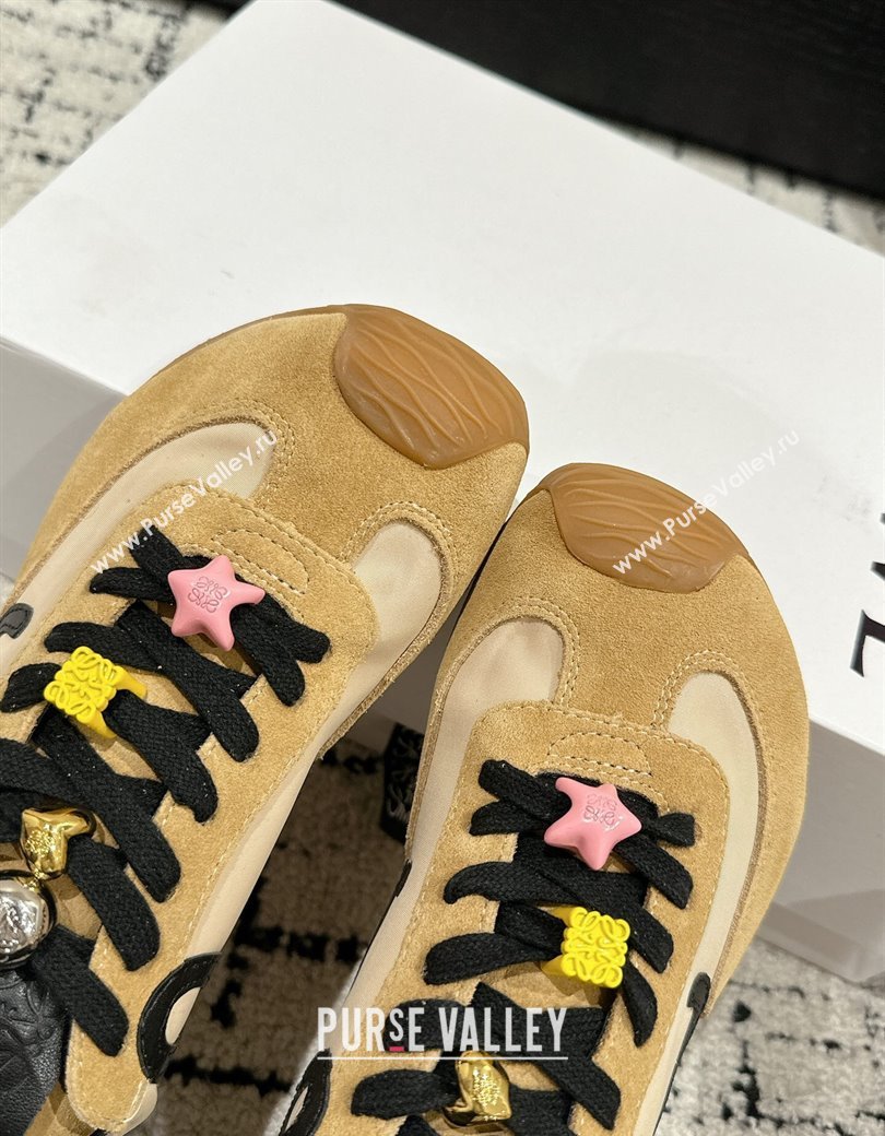 Loewe Ballet Runner 2.0 Sneakers in nylon and suede with charm Beige/Light Brown 2024 ( For Women and Men) (KL-250221022)