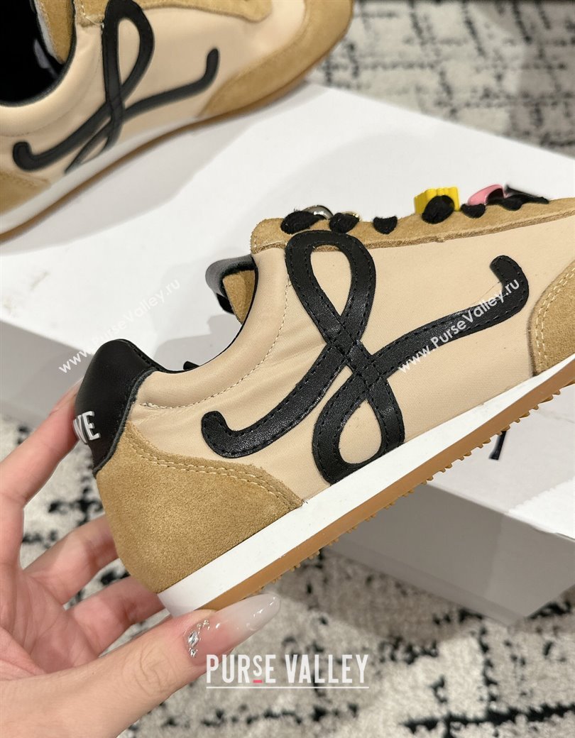 Loewe Ballet Runner 2.0 Sneakers in nylon and suede with charm Beige/Light Brown 2024 ( For Women and Men) (KL-250221022)