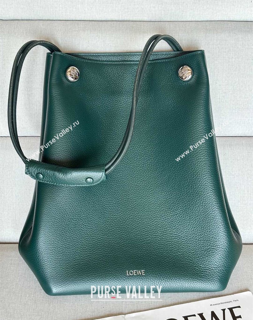 Loewe Large Pebble Hobo Bag in Soft Grained Calfskin Evergreen 2025 9530 (nana-250408032)