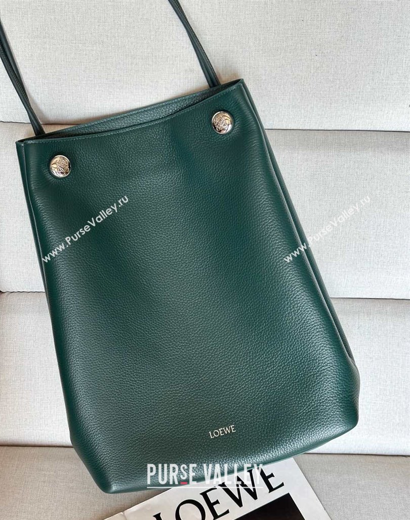 Loewe Large Pebble Hobo Bag in Soft Grained Calfskin Evergreen 2025 9530 (nana-250408032)