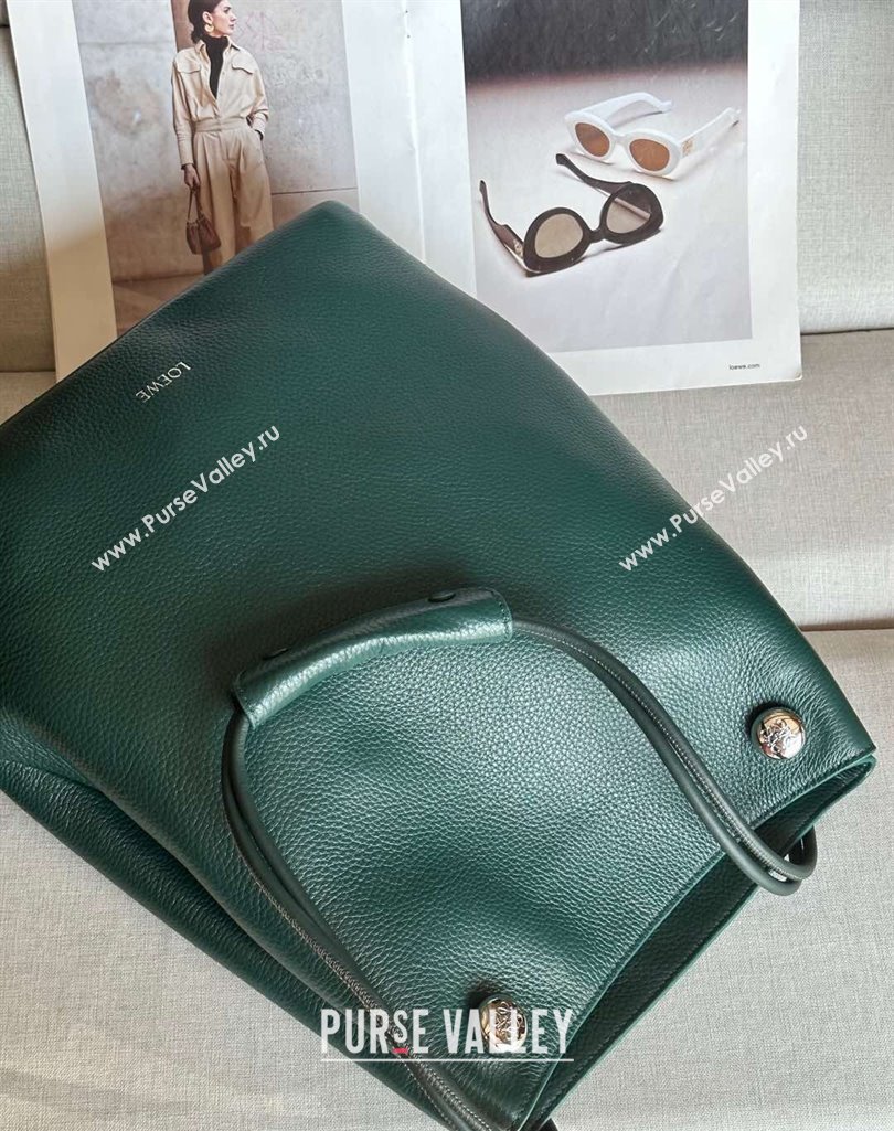 Loewe Large Pebble Hobo Bag in Soft Grained Calfskin Evergreen 2025 9530 (nana-250408032)